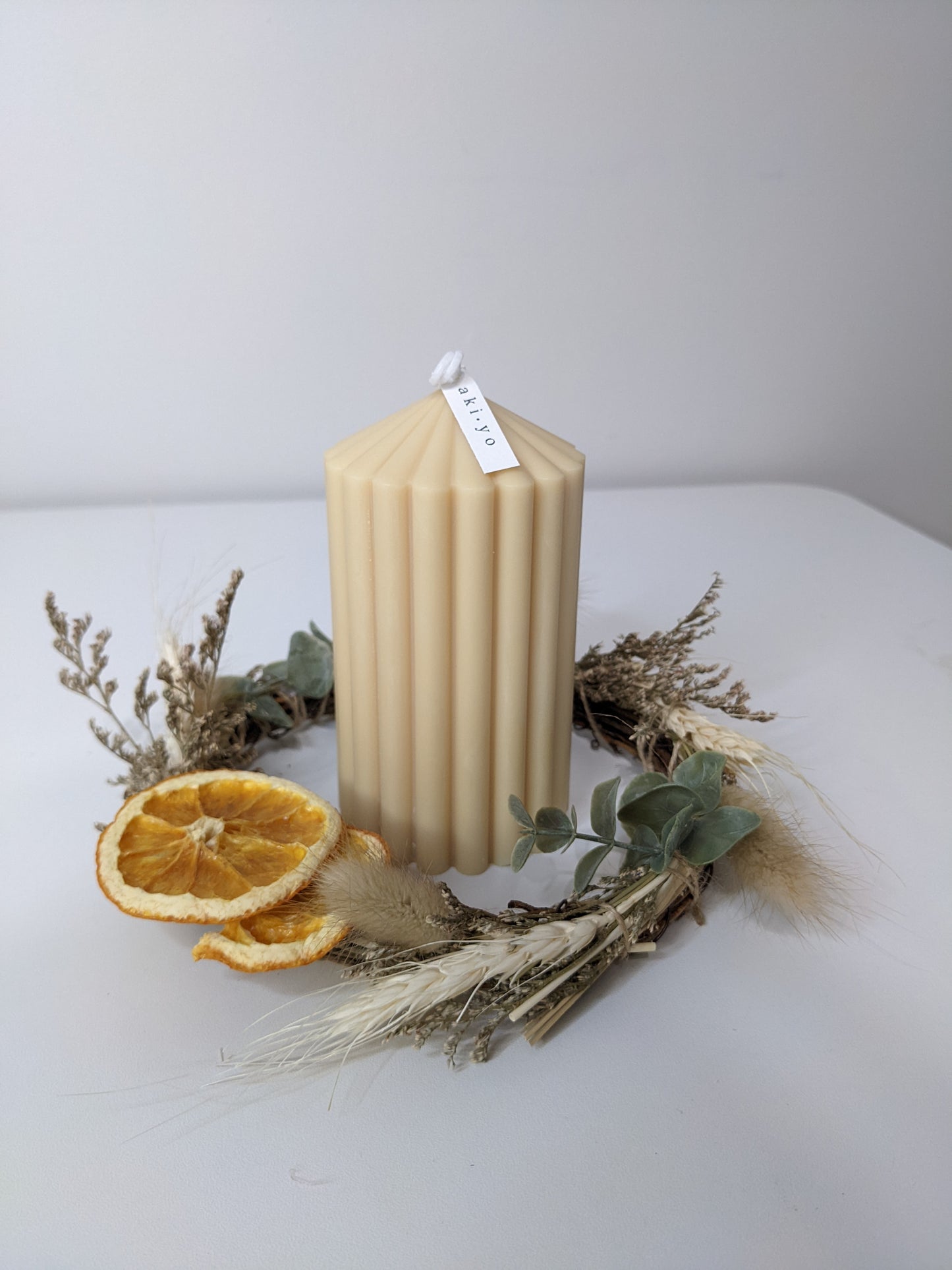 Ribbed Pillar Candle