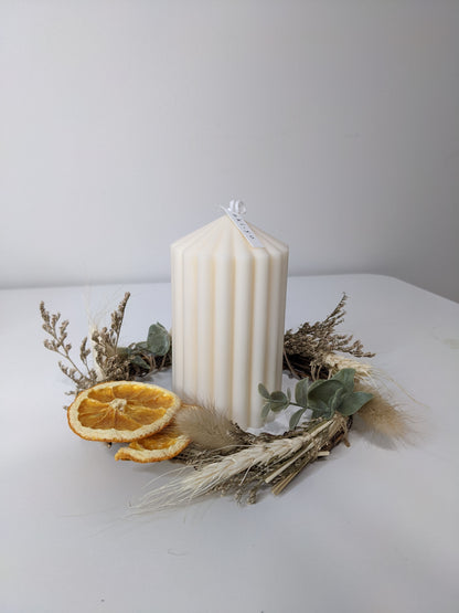 Ribbed Pillar Candle